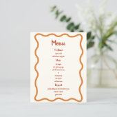 Handgeschreven Whimsical Wavy Border 70s Bruiloft  (Staand voorkant)