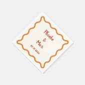 Handgeschreven Whimsical Wavy Border 70s Bruiloft Servet (Hoek)