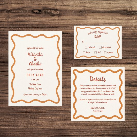 Handgeschreven Whimsical Wavy Border Fun 70s Bruil Kaart