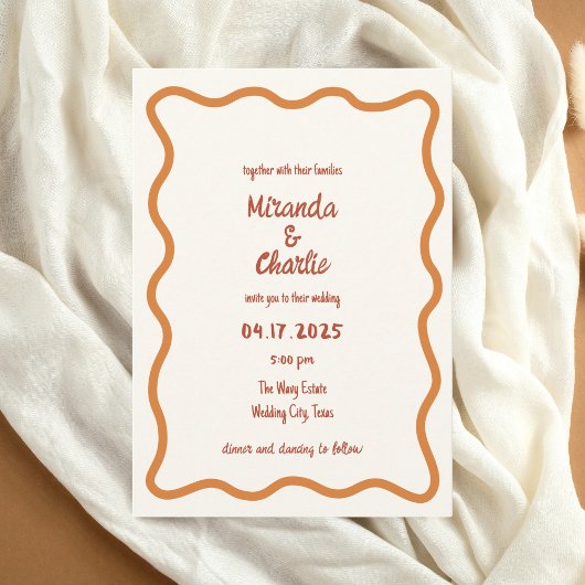 Handgeschreven Whimsical Wavy Border Fun 70s Bruil Kaart