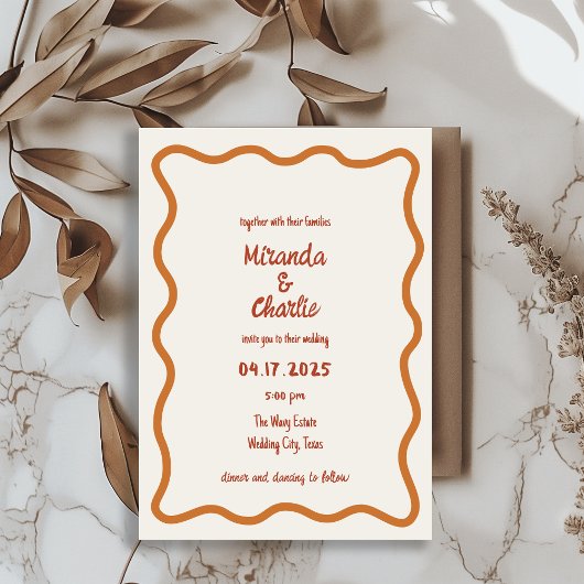 Handgeschreven Whimsical Wavy Border Fun 70s Bruil Kaart