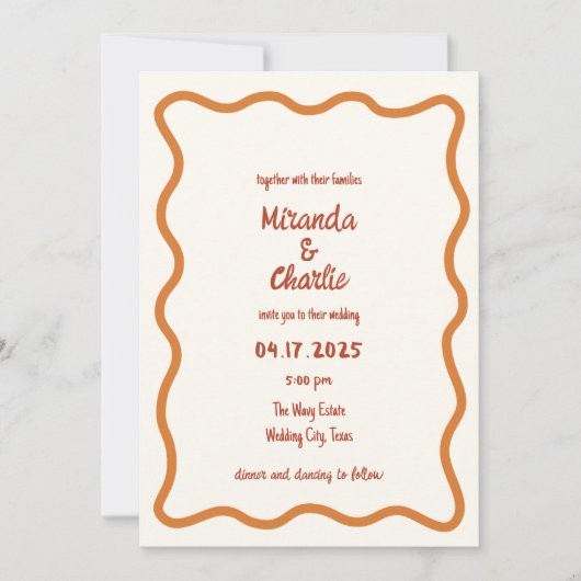 Handgeschreven Whimsical Wavy Border Fun 70s Bruil Kaart (Voorkant)