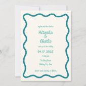 Handgeschreven Whimsical Wavy Border Fun Blue Brui Kaart (Voorkant)