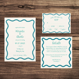 Handgeschreven Whimsical Wavy Border Fun Blue Brui Kaart