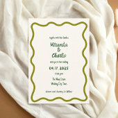 Handgeschreven Whimsical Wavy Border Fun Bruiloft Kaart