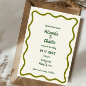 Handgeschreven Whimsical Wavy Border Fun Bruiloft Kaart