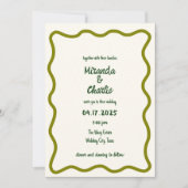 Handgeschreven Whimsical Wavy Border Fun Bruiloft Kaart (Voorkant)