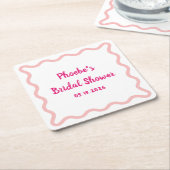 Handgeschreven Whimsical Wavy Border Vrijgezellenf Kartonnen Onderzetters (Schuin)