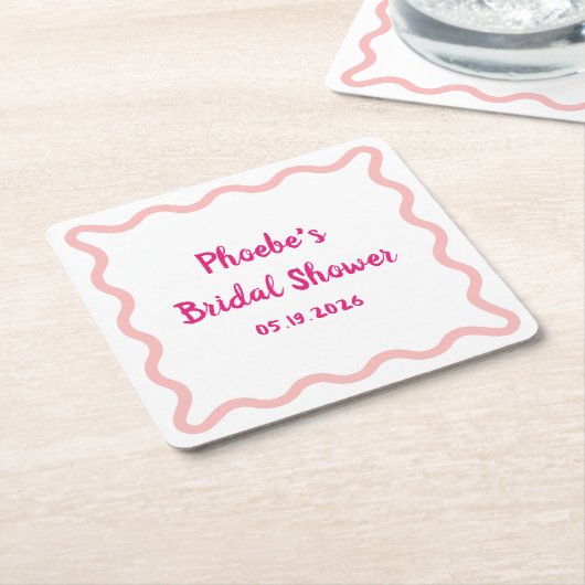 Handgeschreven Whimsical Wavy Border Vrijgezellenf Kartonnen Onderzetters (Schuin)