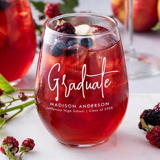 Handgeschreven White Script-Afstuderen Wijnglas Zonder Voet