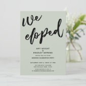 Handgeschreven Wij Elopeden Trouwreceptie Salie Gr Kaart (Staand voorkant)