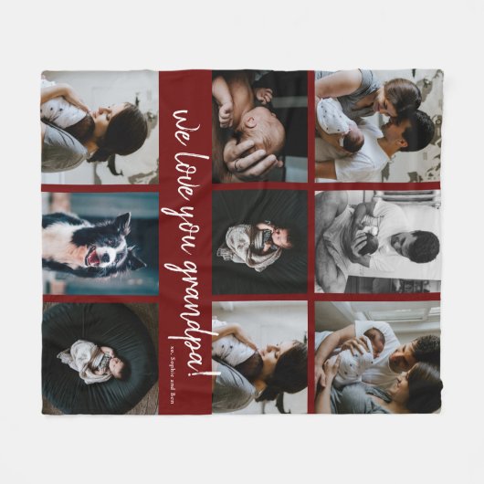Handgeschreven Wij houden van u, opa 9 Foto Fleece Deken (Voorkant (Horizontaal))