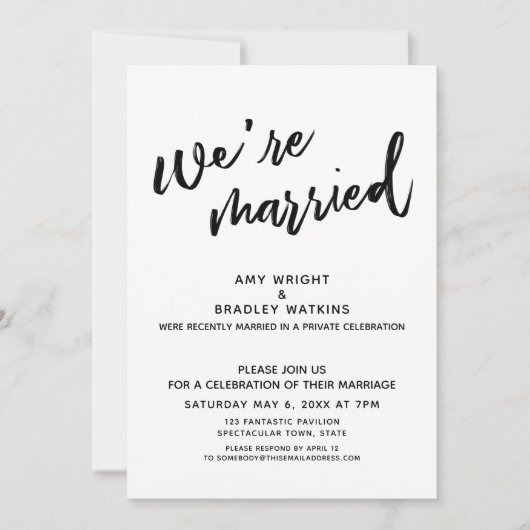 Handgeschreven Wij zijn getrouwd bruiloftfeest na Kaart (Voorkant)