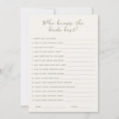 Handgeschreven Wijze Wie kent de bruid beste Kaart (Voorkant)