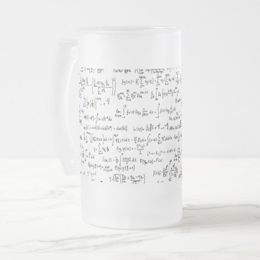 Handgeschreven Wiskunde vergelijkingen // Matglas Bierpul (Voorkant links)