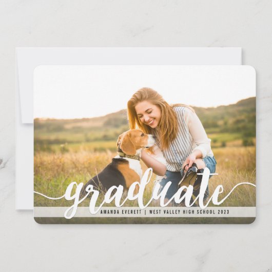 Handgeschreven wit | Aankondiging foto-Afstuderen (Voorkant)