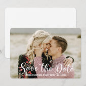 Handgeschreven wit en zwart schrift save the date (Voorkant / Achterkant)