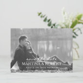 Handgeschreven wit manuscript sparen de Foto van d Save The Date (Staand voorkant)