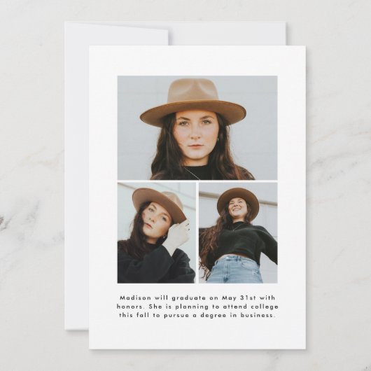 Handgeschreven wit penseelscript 4 foto Afstuderen Aankondiging (Achterkant)