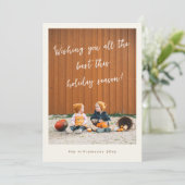 Handgeschreven witte overlay verticale foto Kerstm Feestdagenkaart (Staand voorkant)