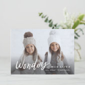 Handgeschreven Wonders van Zijne Liefde Religieuze Feestdagenkaart (Staand voorkant)