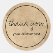 Handgeschreven zakelijk bedankje Kraft-look Ronde Sticker (Voorkant)