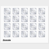 Handgeschreven zilveren look elegante script sjabl vierkante sticker (Vel)