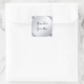 Handgeschreven zilveren look elegante script sjabl vierkante sticker (Tas)
