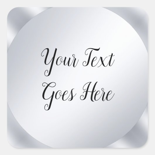 Handgeschreven zilveren look elegante script sjabl vierkante sticker (Voorkant)