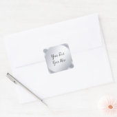 Handgeschreven zilveren look elegante script sjabl vierkante sticker (Envelop)
