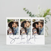 Handgeschreven zilveren oliesleutel Sla de datum o Folie Uitnodiging (Staand Voorkant)