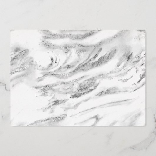 Handgeschreven zilveren oliesleutel Sla de datum o Folie Uitnodiging (Achterkant)