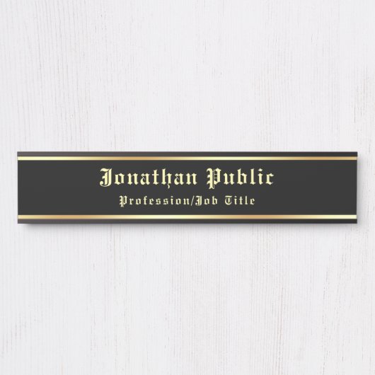 Handgeschreven Zwart Goud Classic Nostalgische loo Deurbordje (Voorkant)