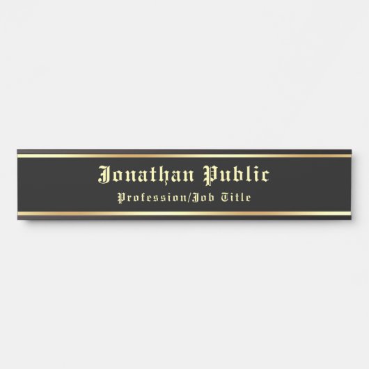 Handgeschreven Zwart Goud Classic Nostalgische loo Deurbordje (Voorkant)