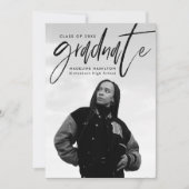 Handgeschreven zwart penseelscript 4 foto Afstuder Aankondiging