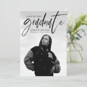 Handgeschreven zwart penseelscript 4 foto Afstuder Aankondiging