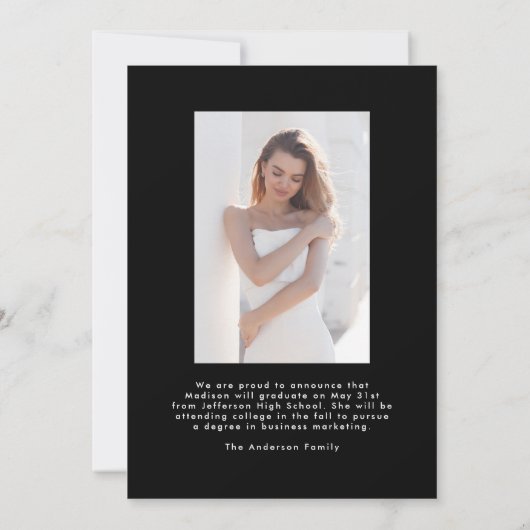 Handgeschreven Zwart Script 2 Foto Afstuderen Aankondiging (Achterkant)