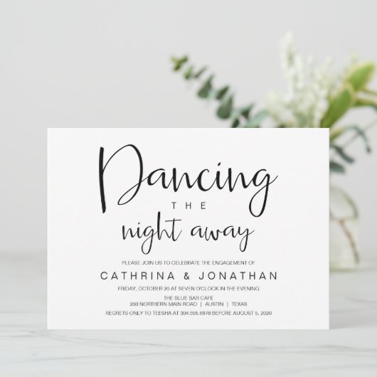 Handgeschreven, zwart script, Engagement Party Kaart (Staand voorkant)