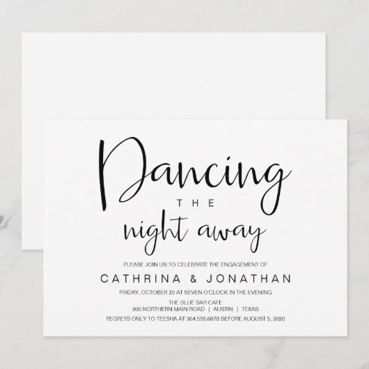 Handgeschreven, zwart script, Engagement Party Kaart (Voorkant / Achterkant)