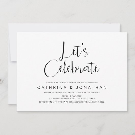 Handgeschreven, zwart script, Engagement Party Kaart (Voorkant)