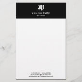  handgeschreven zwart wit elegante Sjabloon Briefpapier (Voorkant)