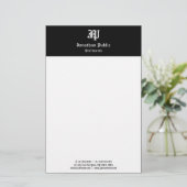  handgeschreven zwart wit elegante Sjabloon Briefpapier (Staand voorkant)