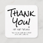 Handgeschreven zwart wit klant Dank u Vierkante Visitekaartje (Voorkant)