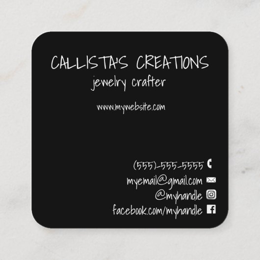 Handgeschreven zwart wit klant Dank u Vierkante Visitekaartje (Achterkant)