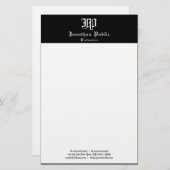 Handgeschreven Zwart Wit Sjabloon Elegant Briefpapier (Voorkant / Achterkant)