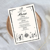 Handgeschreven Zwart Wit Trouwtafel Menu