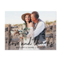 Handgeschreven Zwarte Script Liefde en Dank Trouwd