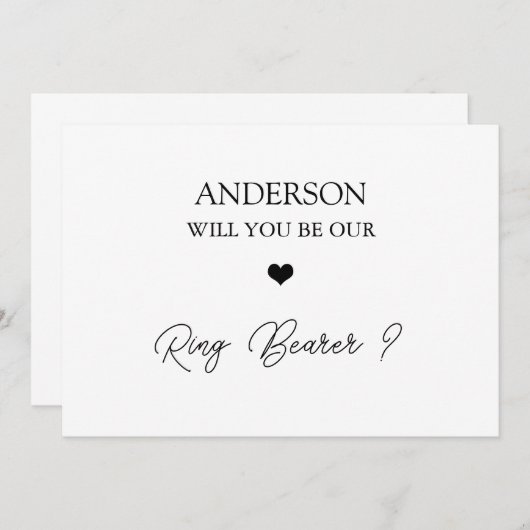 HandgeschrevenScript Heart Ring Drager voorstel Ka Kaart (Voorkant / Achterkant)