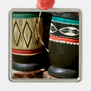 Handgesneden drums, Livingston, Zambia Metalen Ornament