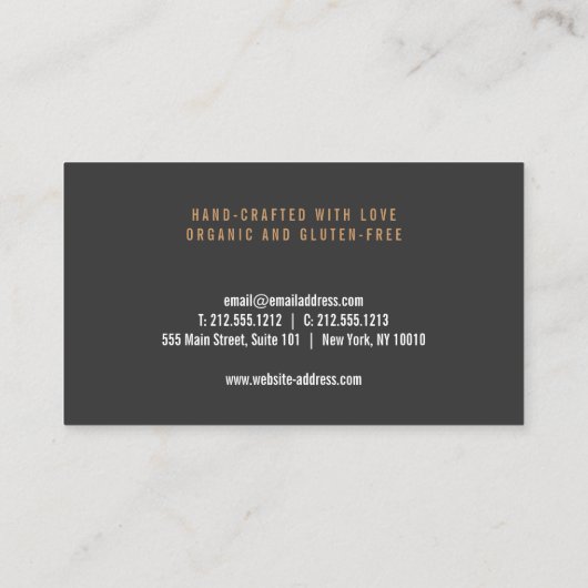 Handgestempeld koperen en witte  patroon visitekaartje (Achterkant)